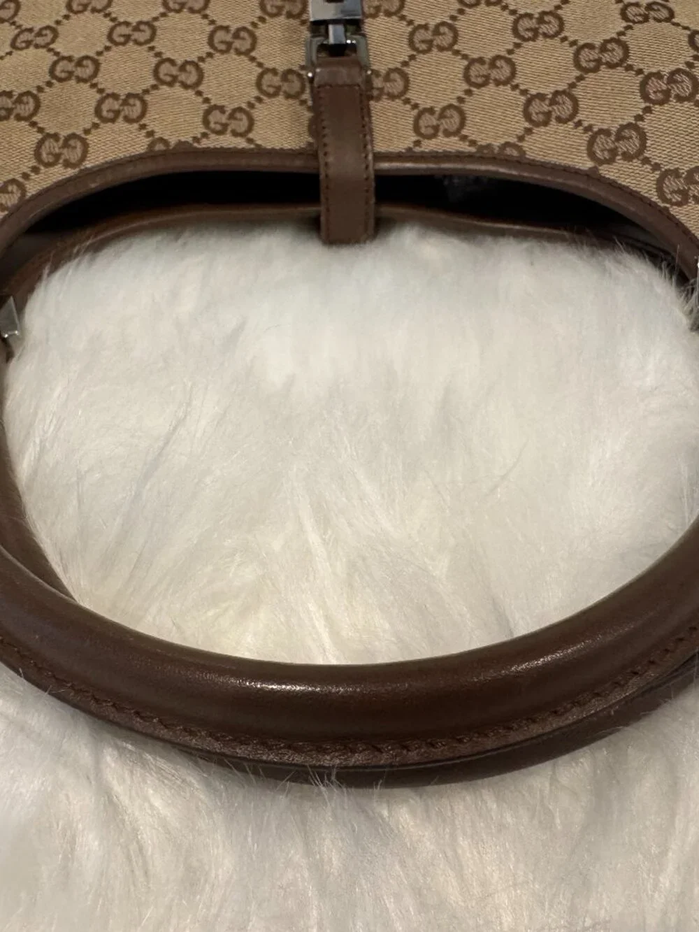 Vintage Gucci Jackie Bardot Shoulder Bag GG Monogram Canvas Brown